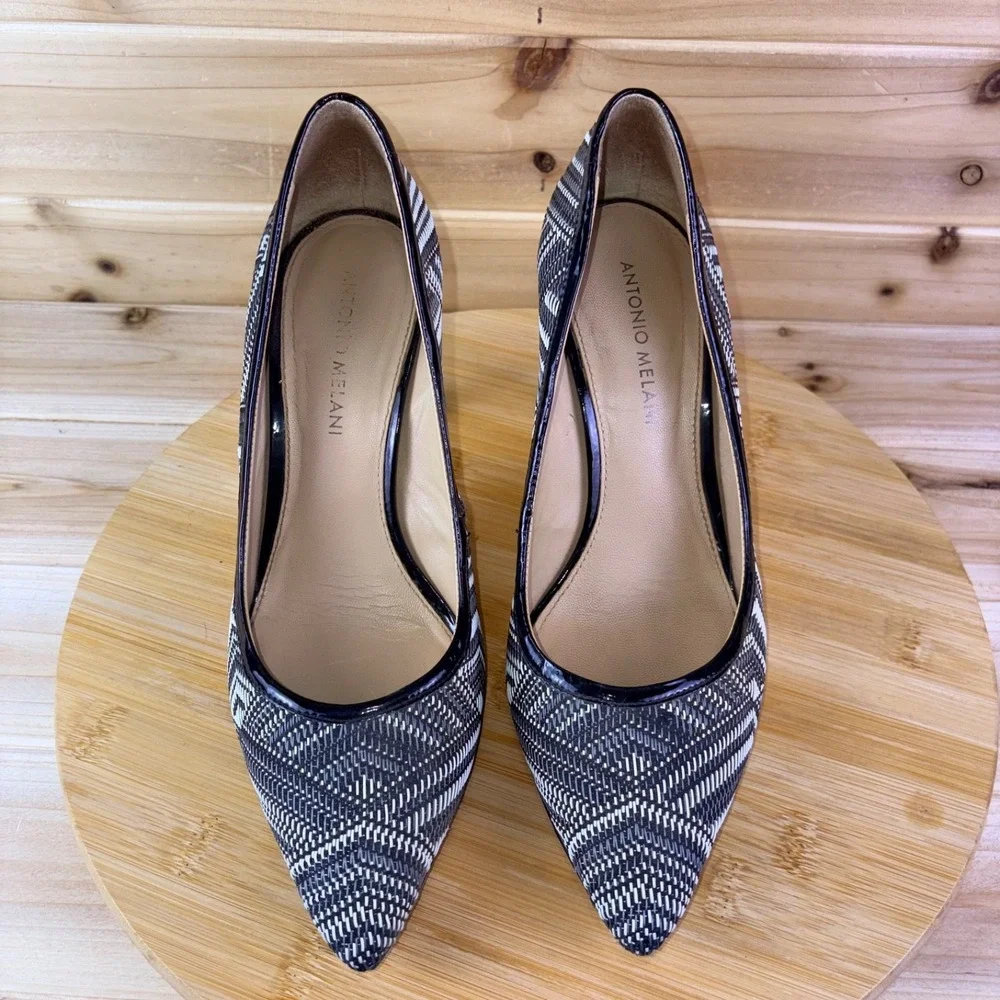 Antonio Melani Heels Womens 9 M Black and White Geometric Stiletto Pumps